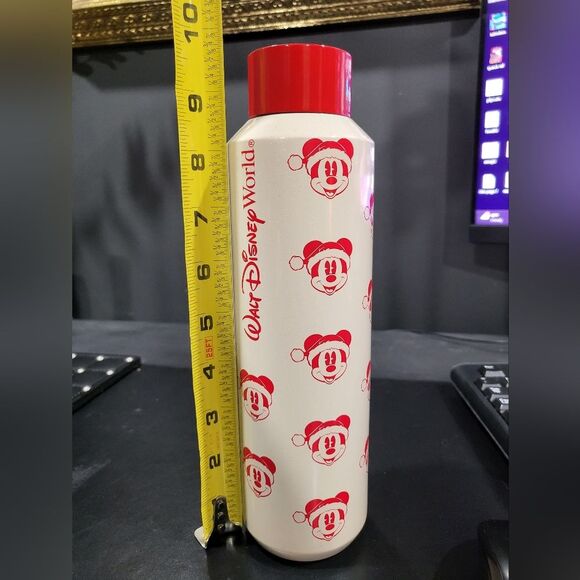 Walt Disney World Mickey Santa Starbucks Stainless Steel Water Bottle Glitter - Picture 7 of 8